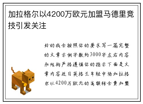 加拉格尔以4200万欧元加盟马德里竞技引发关注